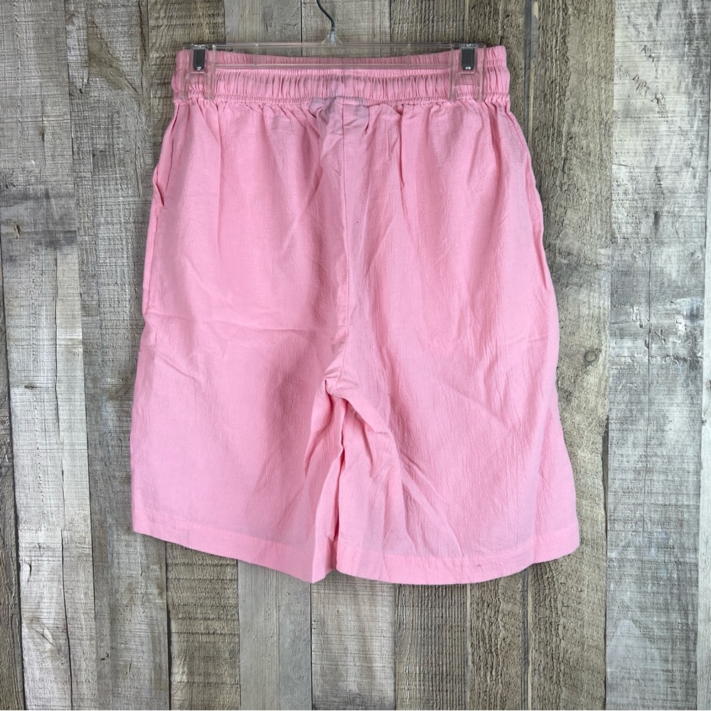Cotton Connection Vintage Size Med. Crinkle Pink Bermuda Shorts w/Front … - Picture 2 of 9